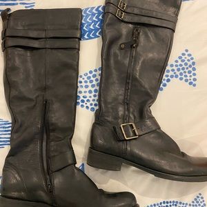 Miz Mooz Womens Kellen tall pull on black leather boots size 11